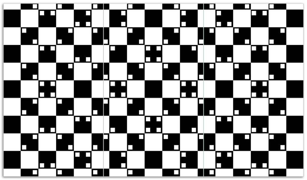 Wallario Herdabdeckplatte aus Glas, Größe 90 x 52 cm 3-teilig, Motiv Optische Täuschung - Illusion - schwarz weiß