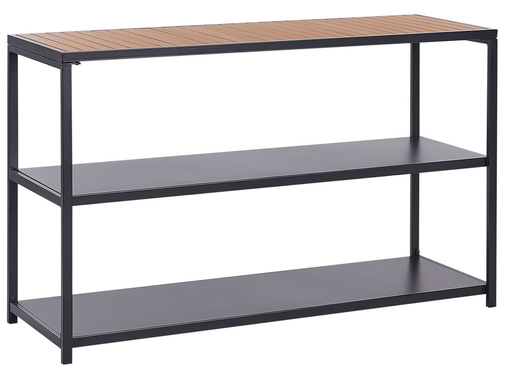BELIANI Outdoor-Kücheninsel Schwarz Stahl u. Kunstholz 150 x 50 x 90 cm Modern für Garten Draußen Außenbereich Ausstattung Outdoor-Küchenmöbel