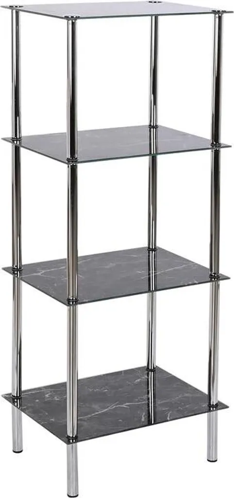 Étagère salle de bain robuste en acier et cristal trempé 40 x 30 x 105 cm