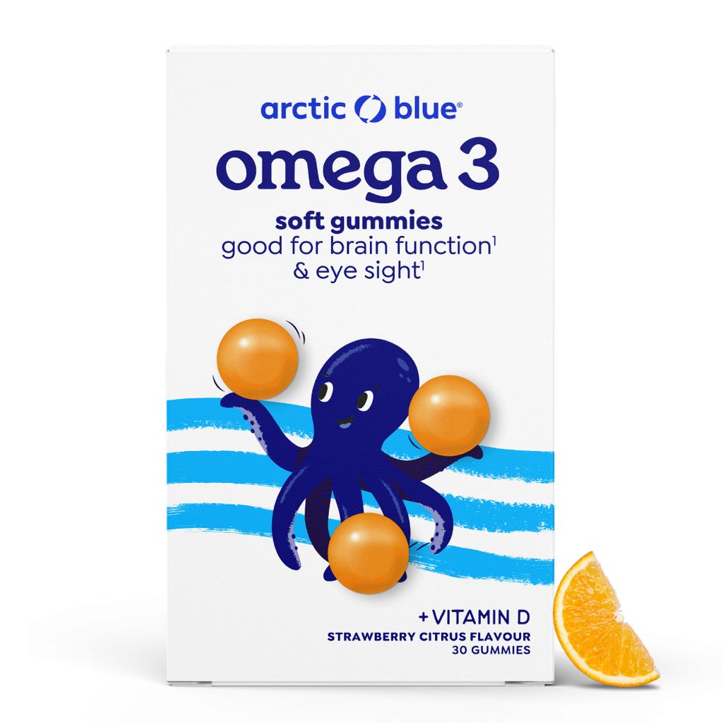 Arctic Blue Omega-3 Gummibärchen - Fischöl mit Vitamin D - Erdbeere-Zitrus - 30 Gummibärchen