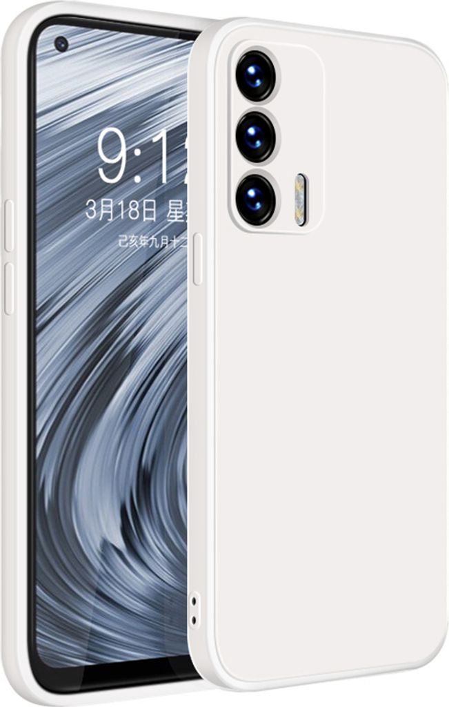OPPO Realme V15 Hülle, LaimTop Slim Liquid Silikon Gel Gummi Schutzhülle für OPPO Realme V15 Weiß