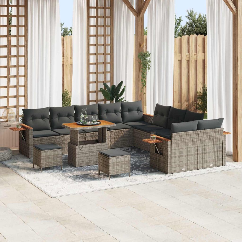 Maison Exclusive - Gartensofa-set 13 pcs Grau Poly-Rattan