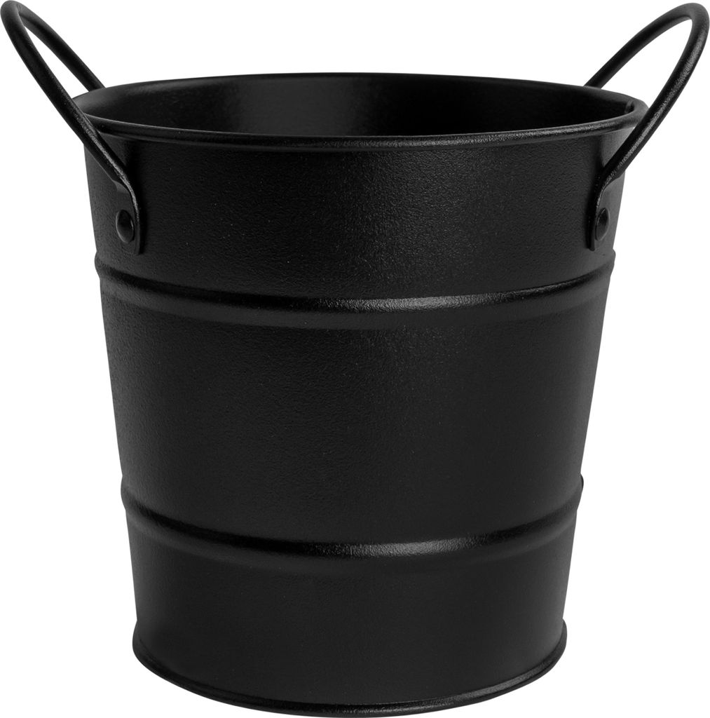 Krumble Chips-Eimer - Kartoffelkorb - Servierschale - Snackschale - Stößelschale - Metall - 11,5 x 11,5 x 11 cm (lxbxh) - Schwarz