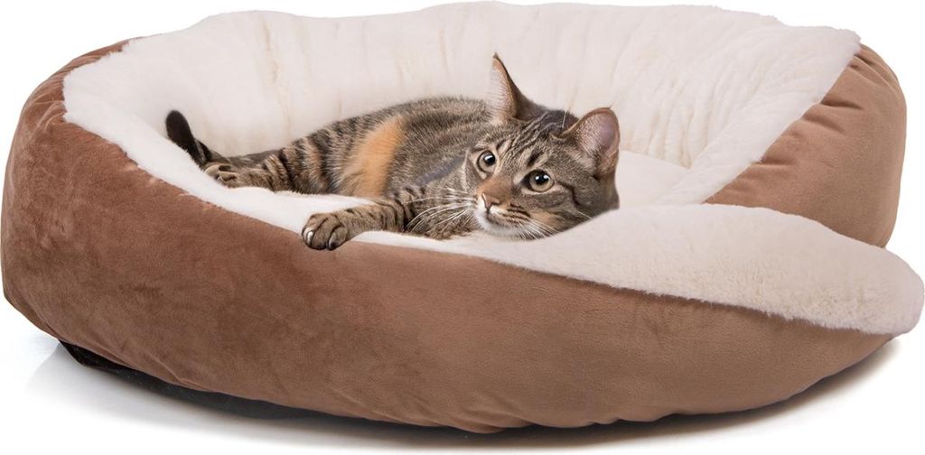 Katzenbett Grace · Katzenkörbchen · braun-beige · M · ca. 60 x 60 x 18 cm