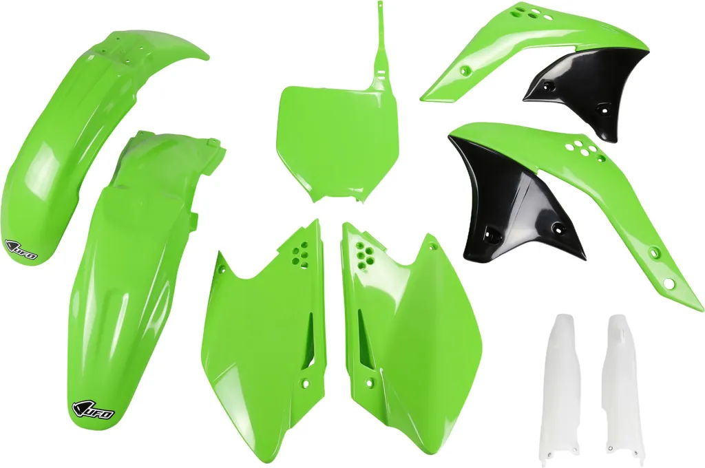 Remplacer plastiques cassés Kawasaki KXF 250 2007 kit UFO 9 pièces vert