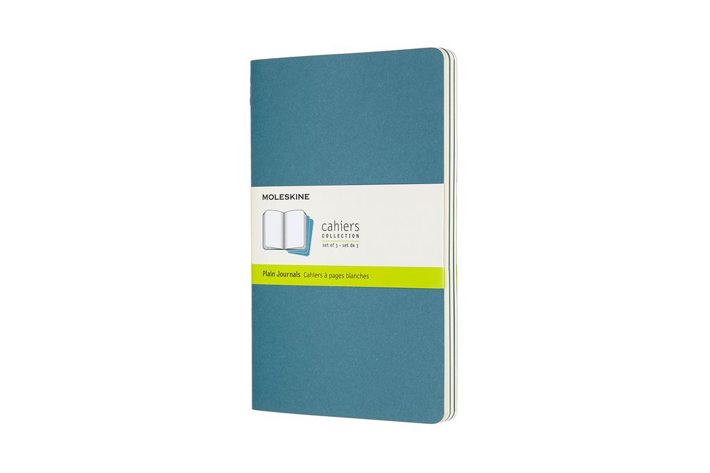 Moleskine Cahier Notizhefte Blanko, Large, A5, Kartoneinband, 3er Set, Lebhaftes Blau