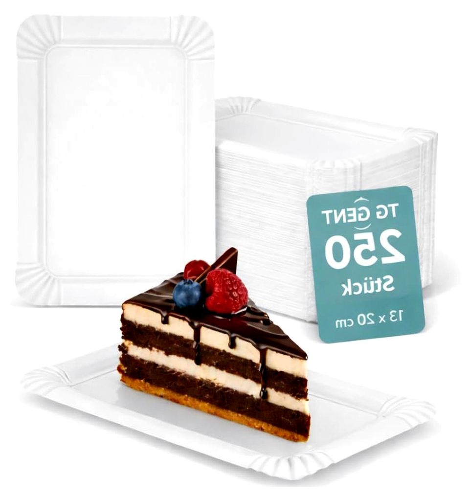 250 Stück Pappteller weiß, 13 x 20 cm | Kuchenteller, Einwegteller | lebensmittelkonforme Papierteller | Einweggeschirr, Partyteller