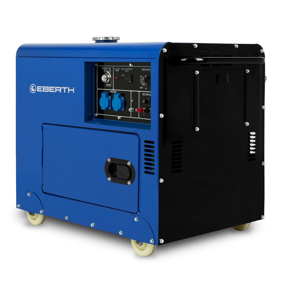 EBERTH 5000 Watt Notstromaggregat Diesel, Stromerzeuger Stromgenerator, 10 PS Dieselmotor, 4-Takt, E-Start, 2x 230V, 1x 12V, AVR, Gehäuse