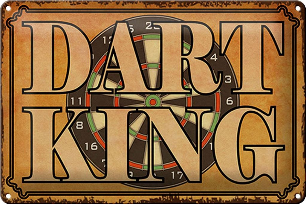 Blechschild Dart King, 30 x 20 cm, Blechschilder Spruch Sport Hobby