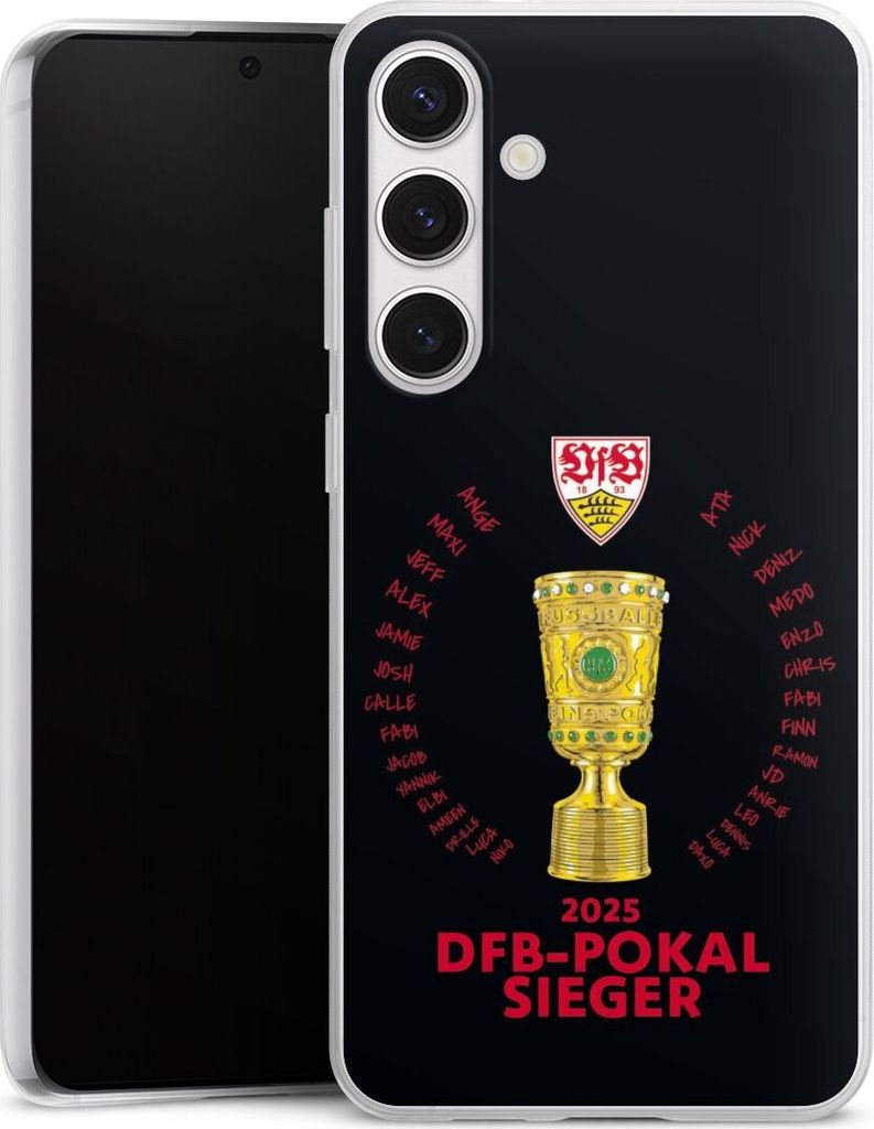 DeinDesign Slim Hülle für Samsung Galaxy S24+ Silikon Case Ultra Dünn Handyhülle Offizielles Lizenzprodukt Pokal VfB Stuttgart