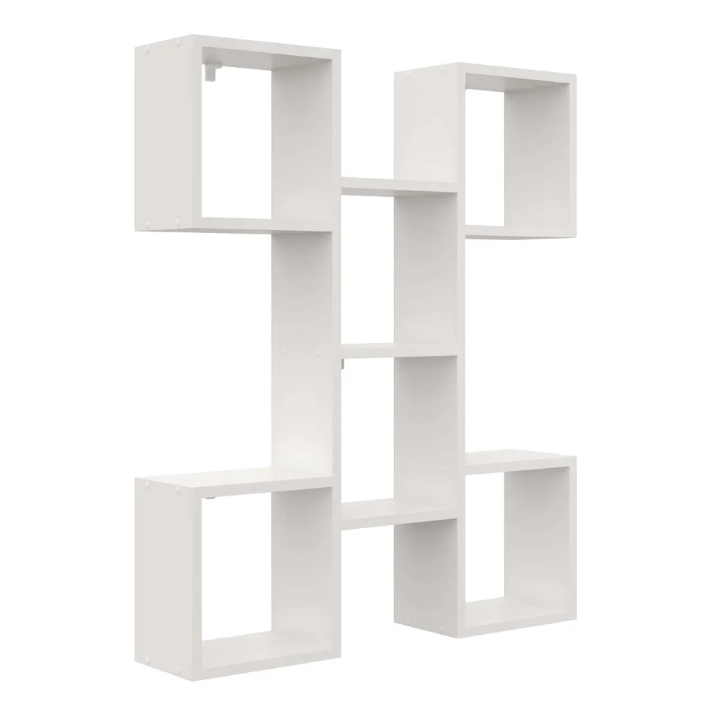 Étagère murale moderne géométrique Katia blanche 100cm multi-rangements - 2