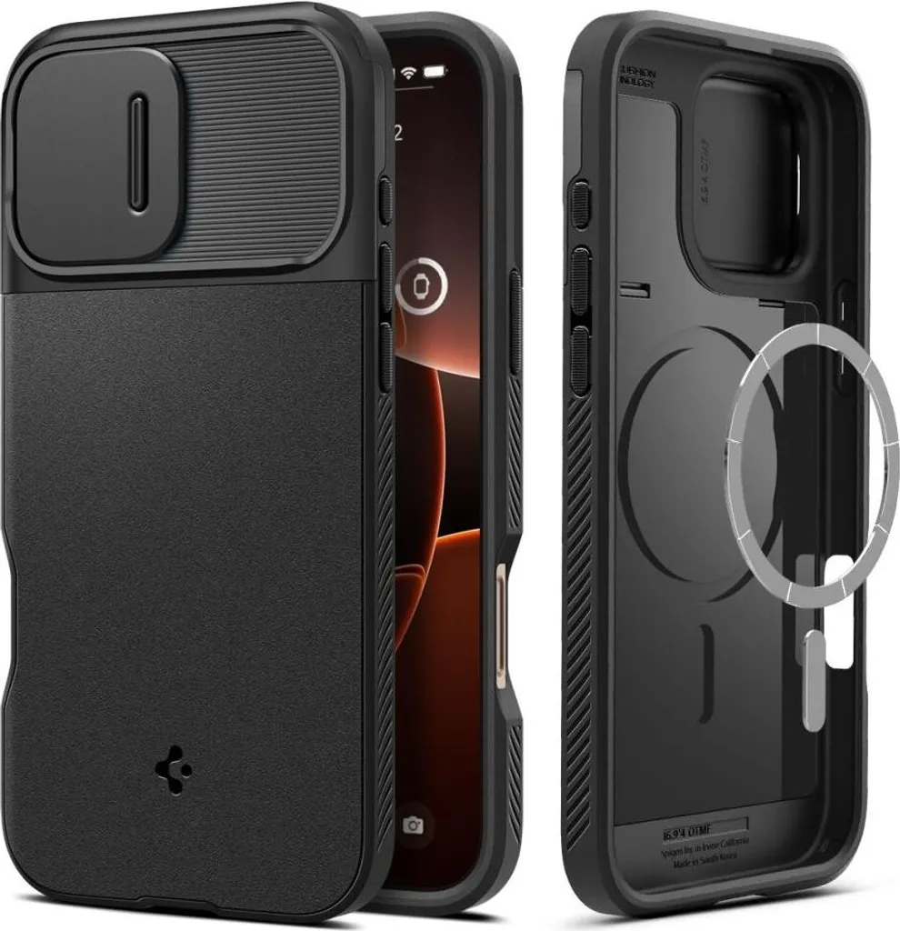 Spigen Optik Armor Mag Coque iPhone 16 Pro Max Noir avec MagSafe