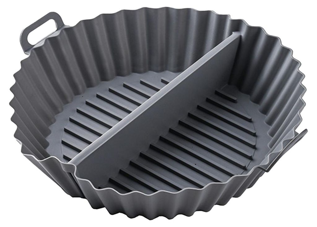 Runde Silikon-Fritteuseneinlage mit zwei Griffen, antihaftbeschichtet, lebensmittelecht, hitzebeständig, spülmaschinenfest, wiederverwendbar, fü...