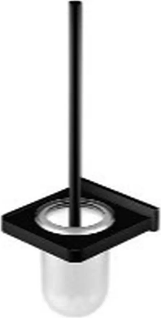 Brosse WC avec support en verre satiné et manche noir mat série Steinberg