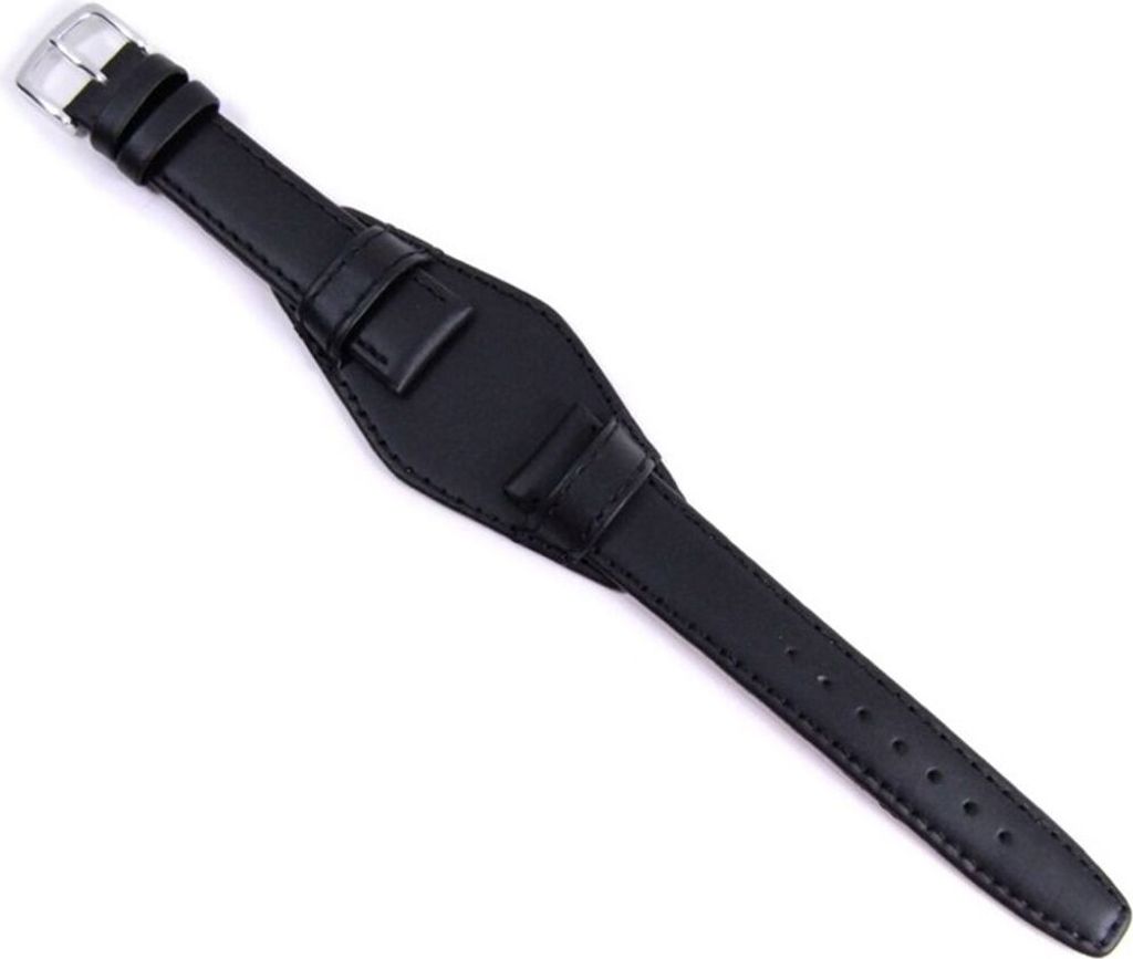 Uhrenarmband mit Unterlage Leder schwarz Kalb 18mm