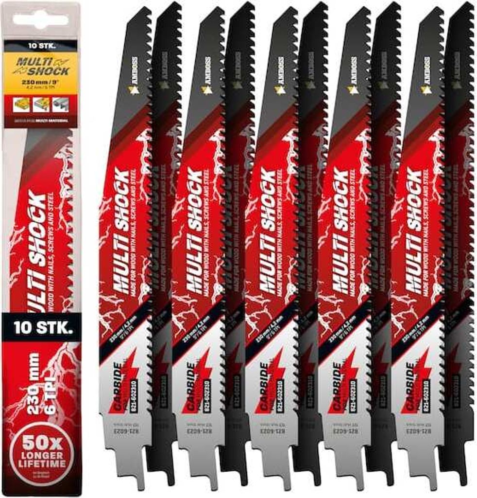 10x Amboss Multi Shock Säbelsägeblatt Länge 230 mm 6 ZpZ
