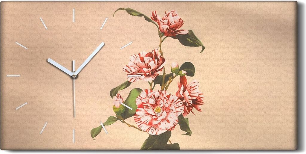 Wandbild Leinwand Bilder mit Uhr Geräuschlos 60x30 Gemälde Blumen Pflanzen Kunst - weiße Hände