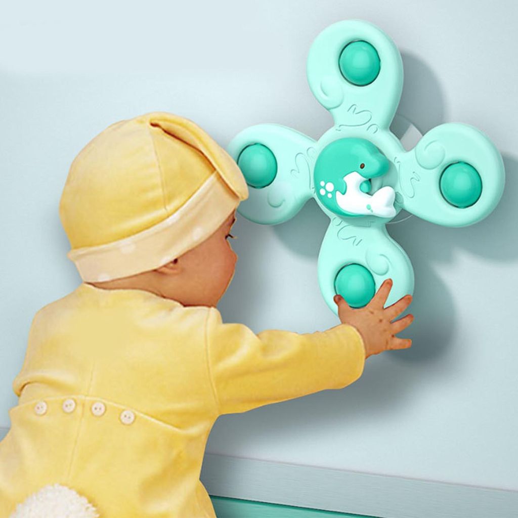 3-teiliges Saugnapf-Spinner-Spielzeug, niedliches Cartoon-Design, sicheres, multifunktionales, interaktives Baby-Badespielzeug für Jungen und Mäd...