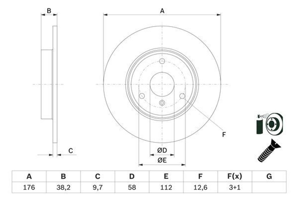 BOSCH Bremsscheibe Für Alfa Romeo Giulietta - 264mm Vollbremsscheibe Vorne