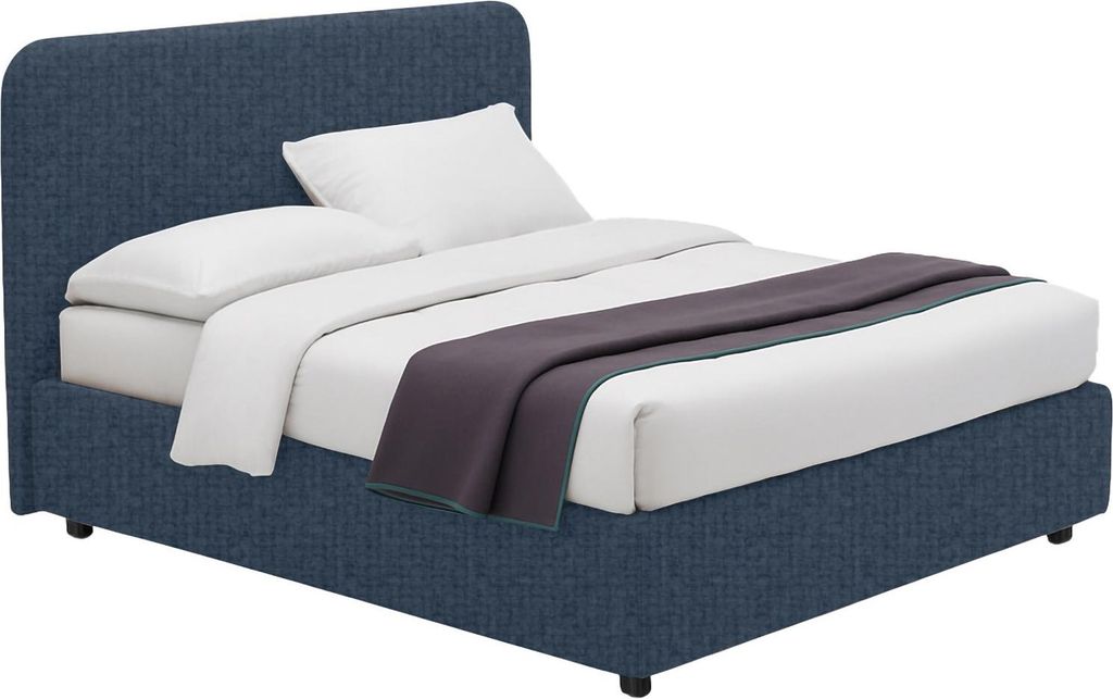 Einzelbett Serrone, Blau, Abnehmbarer Bezug, mit Stauraum