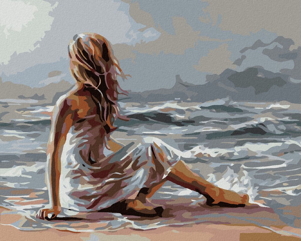 Diamondi - Diamond painting - MÄDCHEN UND DAS MEER, 40X50 cm, ohne Keilrahmen