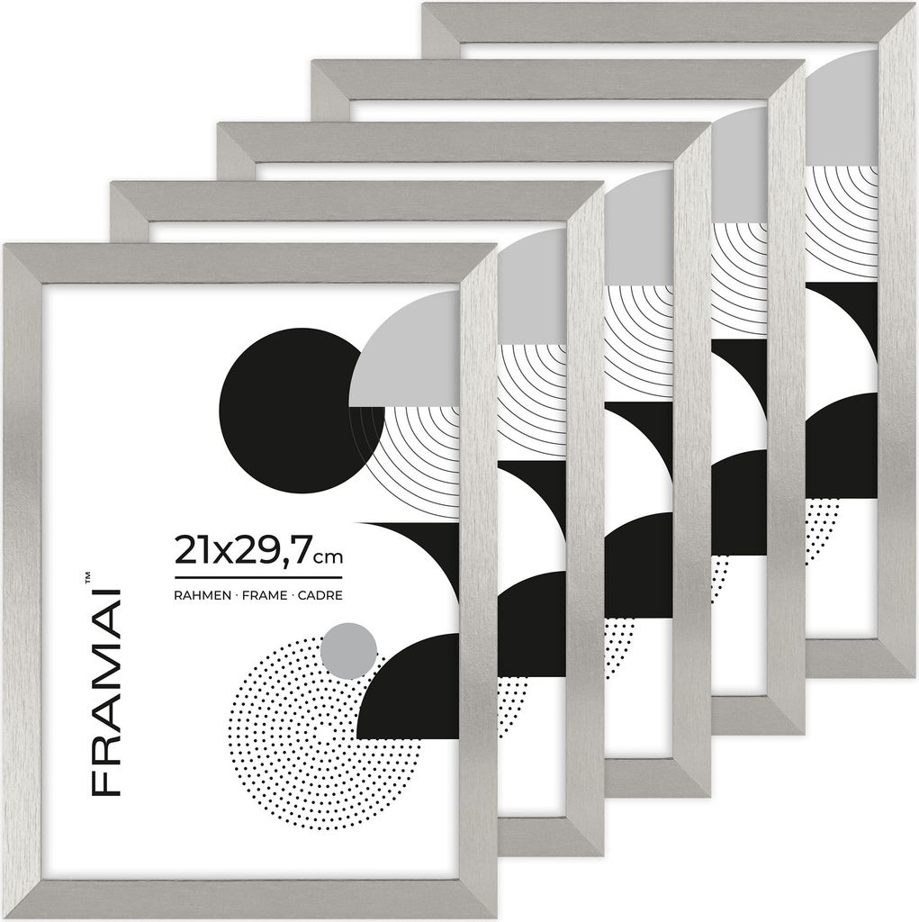 LUCA Frames, HEN S, 5er-set Bilderrahmen, Farbe Silber, 21x29,7 cm