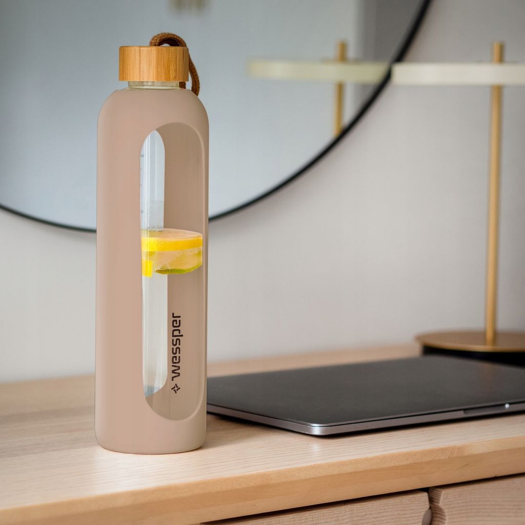 Wessper Trinkflasche Glas Mit Silikonhülle, Wasserflasche Produktbild 7