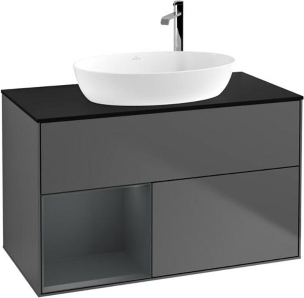 V&B Waschtischunterschrank Wandbeleuchtung Finion 100, Pl bla m, Reg md m Lac, Anthrac. m