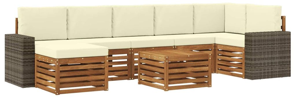 “2026 Modern“ Braun Outdoor-Sofagarnitur mit Kissen 8 pcs Natur und Creme - Designermöbel 56466 - Gartensofas