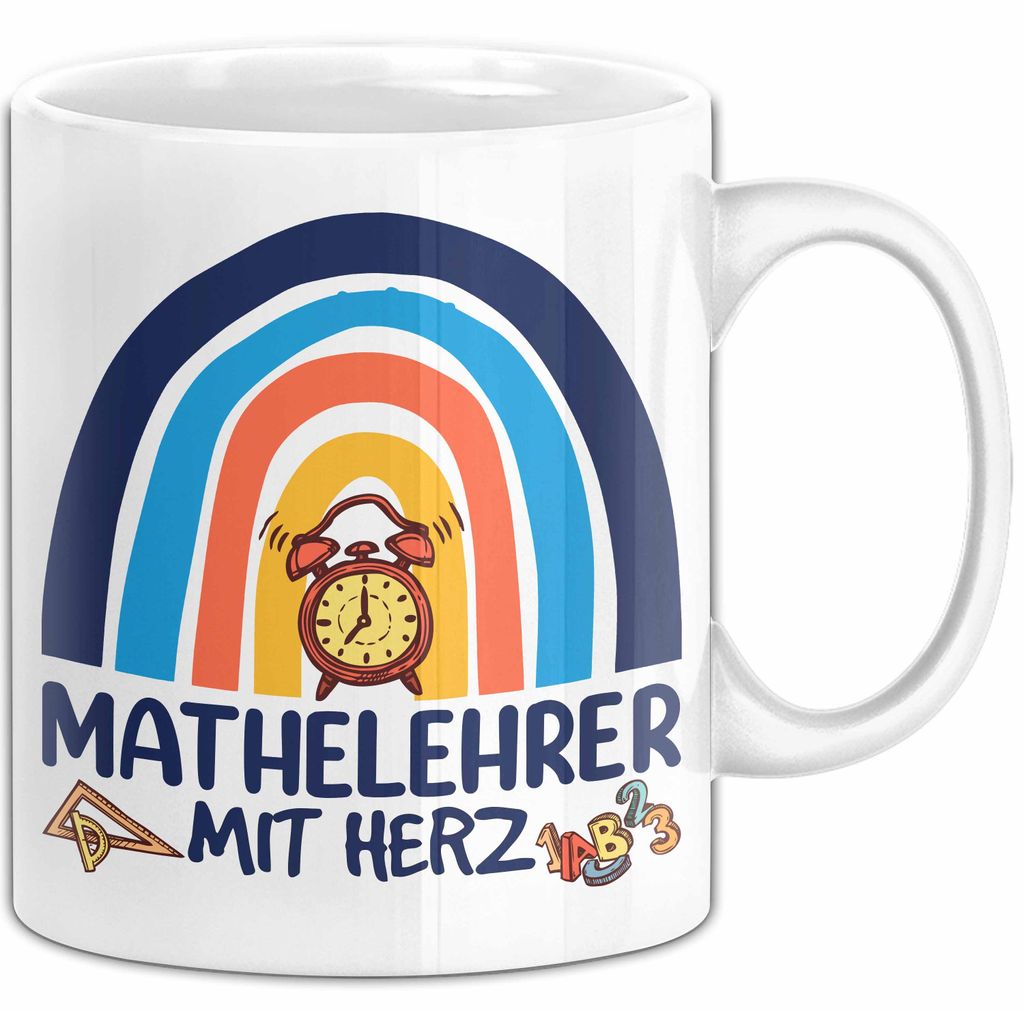 Mathelehrer Mit Herz Tasse Lustiges Geschenk Für Mathe-Lehrer (Weiß)