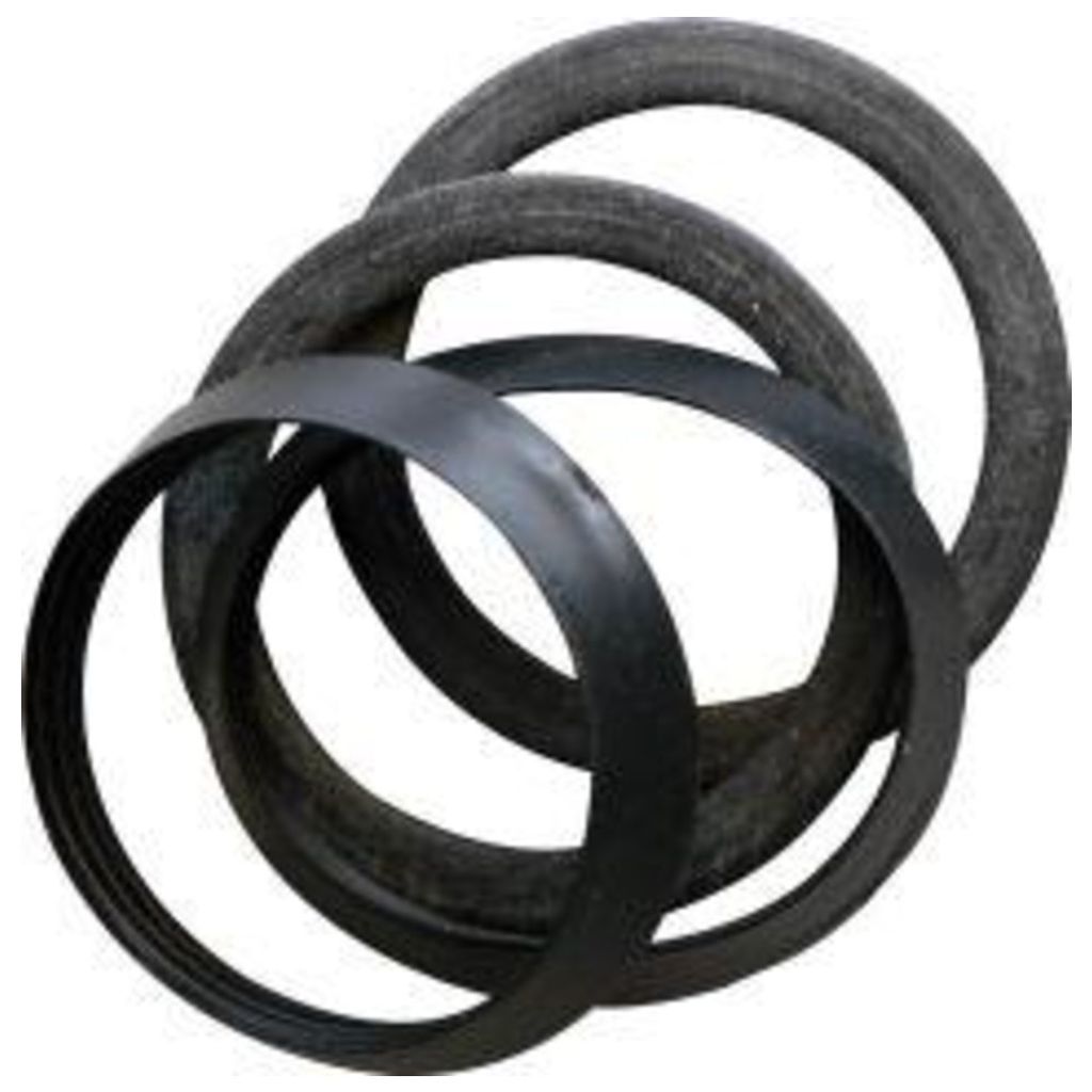 Three rubber rings are arranged in a pile against a white background.