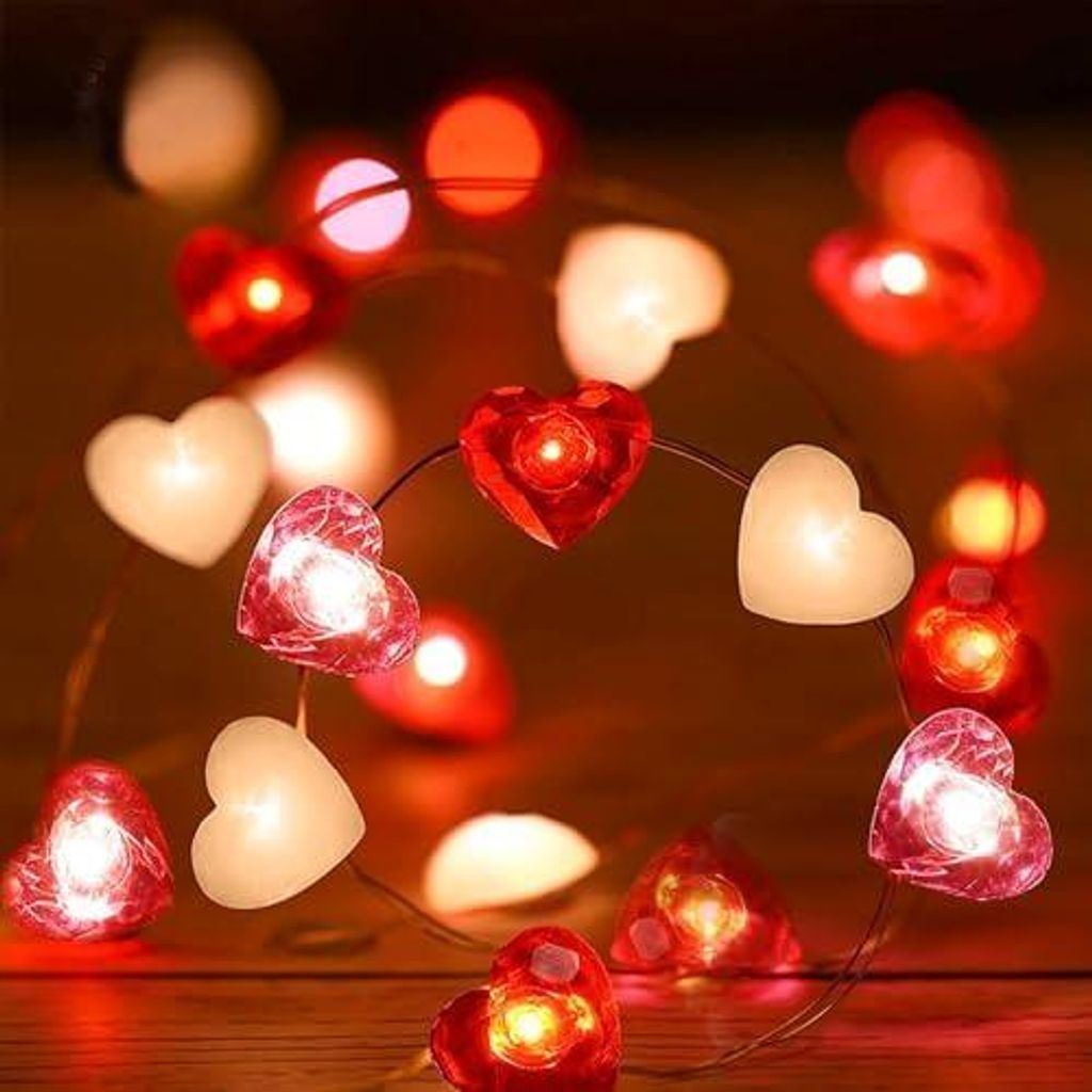 Herzförmige Lichterkette (2m 20LED) - Batterie-betrieben, Dekoration für Valentinstag & Hochzeit