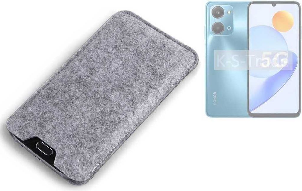 K-S-Trade Filz Handyhülle kompatibel mit Honor Play 7T Schutzhülle Filztasche Filz Tasche Case Sleeve Handy Hülle Filzhülle grau