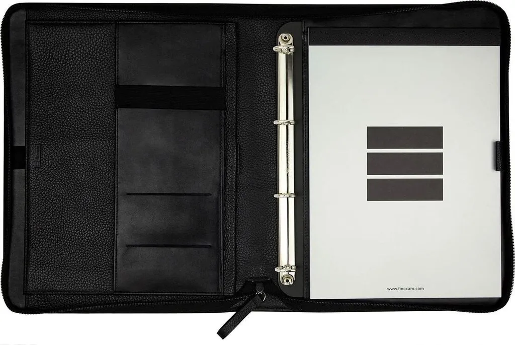 Conférencier A4 zippé Finocam Andrea Noir pour dossiers et notes de bureau