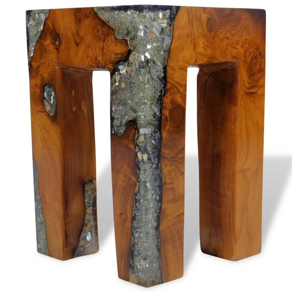 Tabouret en teck massif et résine - Solution déco unique et durable - 10