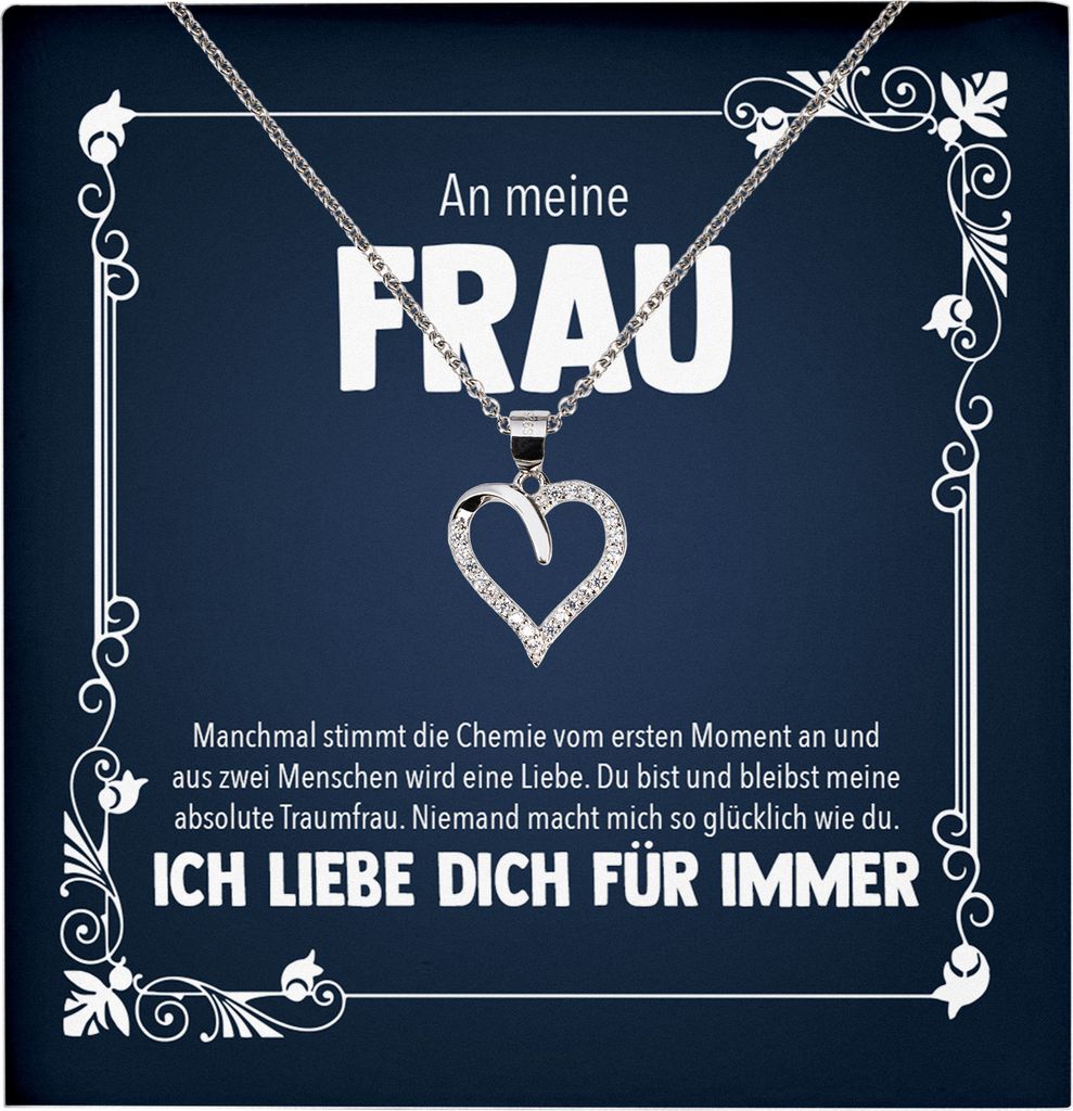 22Feels Echt Silber Halskette - Hochzeitstag Geschenk Ehefrau Schmuck Frauen Valentinstag Geburtstag - Herz Anhänger, Karte