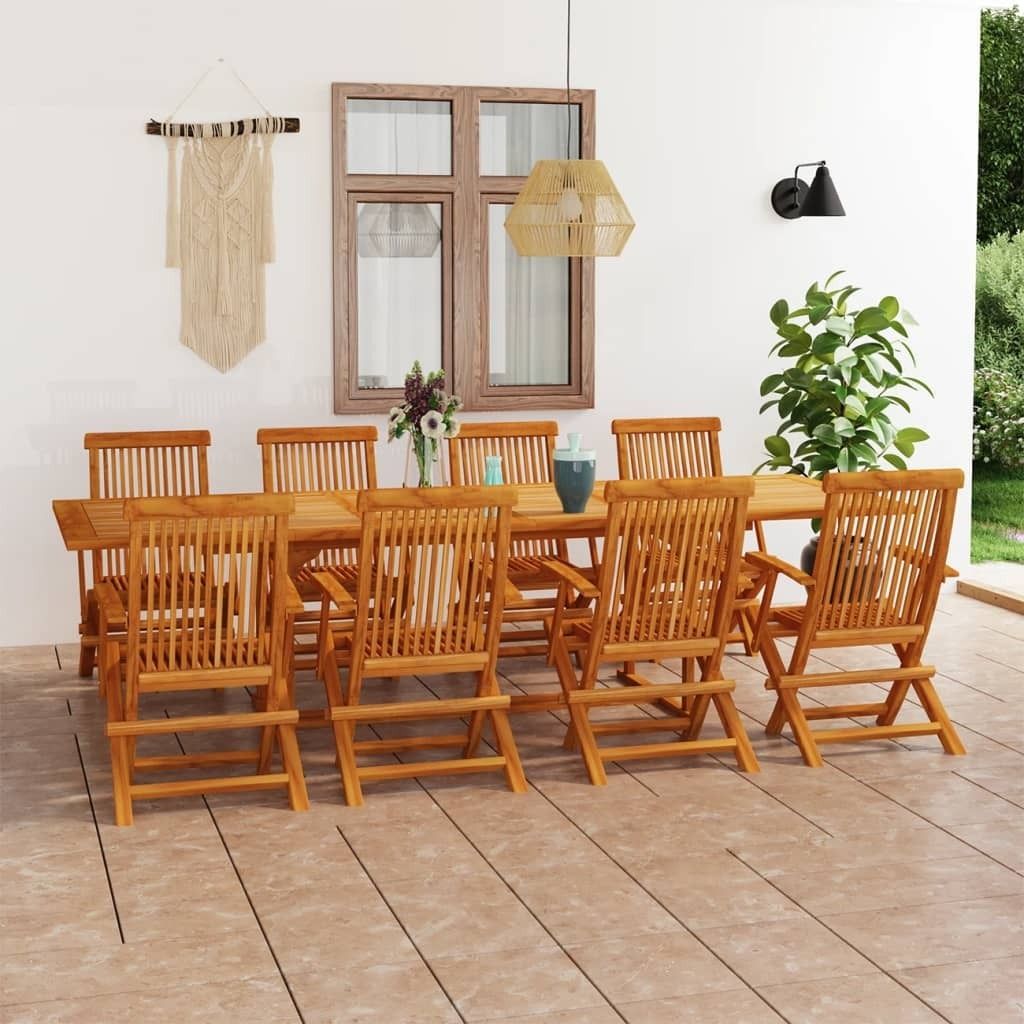 Möbel 9-tlg. Garten-Essgruppe Teak Massivholz - Balkonmöbel 3059613