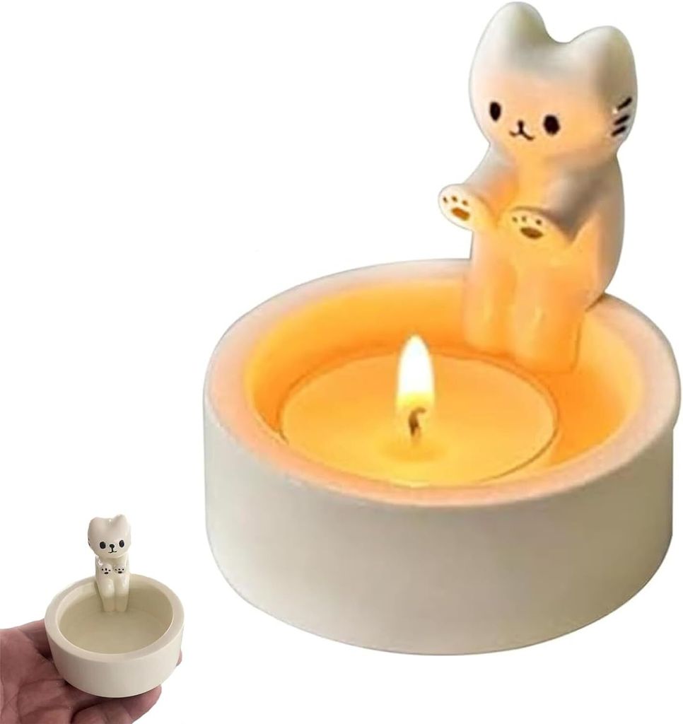 Katze Kerzenst?nder,Cartoon Katze Kerzenst?nder,Niedliche Katze Teelichthalter,Lustige Niedliche Katze Kerzenst?nder fš¹r Katzenliebhaber A