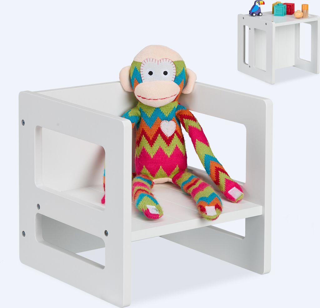 Relaxdays Sitzhocker Kinder, 2in1 Wendehocker, 2 Sitzhöhen, Produktbild 