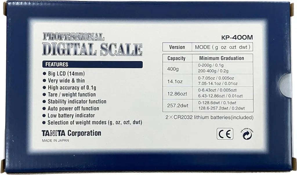Balance de précision Tanita KP-400M mini format capacité 400g design compact - 4