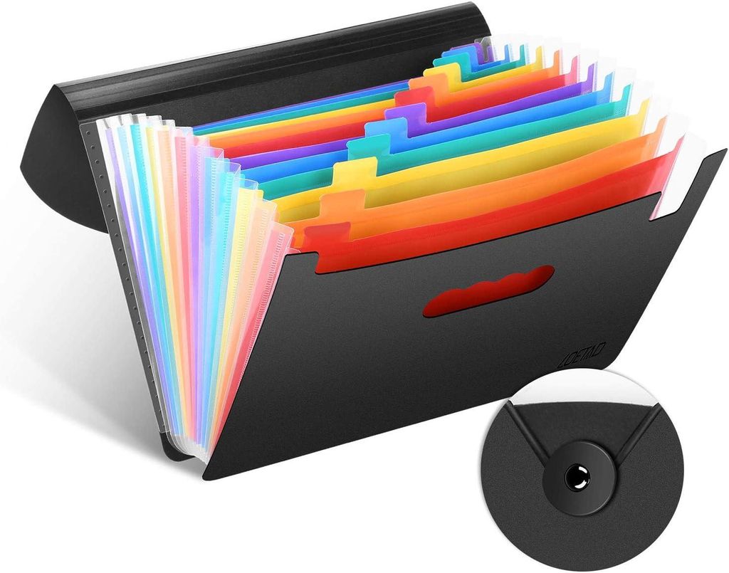 Dokumentenmappe A4, Fächermappe, Aktenorganizer mit Gummiband und Verschlussknopf, Organizer-Mappe für Dokumente und Papiere zu Hause oder im Büro