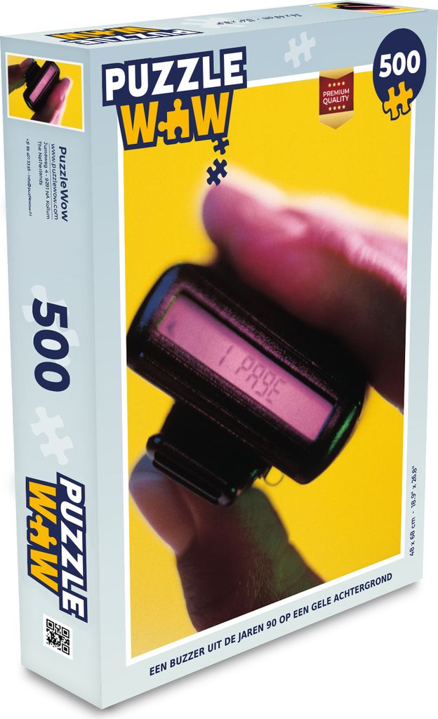 MuchoWow Puzzle 500 Teile Ein Buzzer aus den 90er Jahren auf gelbem Hintergrund - Denken - Spiel - Toy