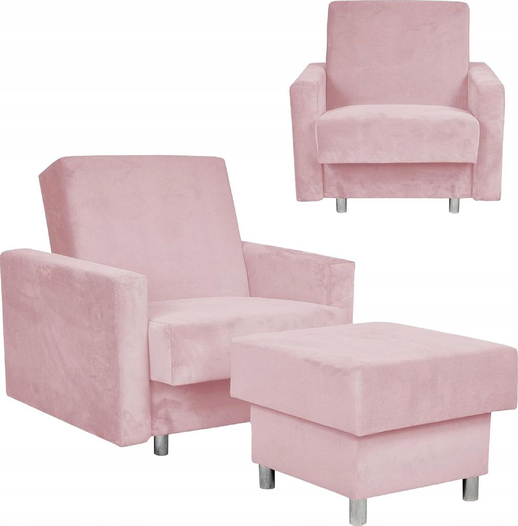 Family Meble Ohrensessel mit Hocker Alicja Relaxsessel Fernsehsessel Bequemer Sessel Loungesessel aus Webstoff Wohnzimmer Schlafzimmer Büro (TRINI...