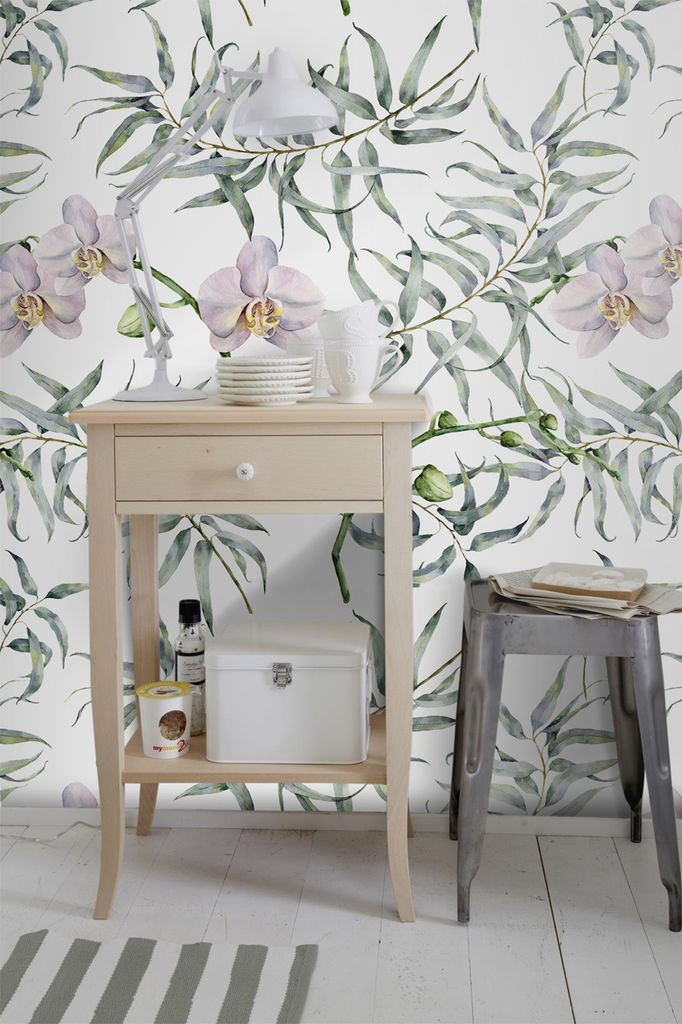 Coloray Fototapete 290x290 cm Latextapete Magicstick - Utensilien-Orchideen-Blumen.
