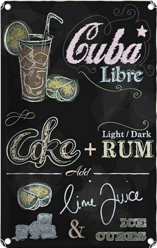 vianmo Blechschild 18x12 cm Cuba Libre Cocktail dark Rum Ice
