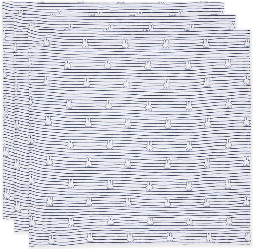 Jollein-Spucktuch Hydrophil 70x70cm Miffy Stripe Navy (3pack)-Blau