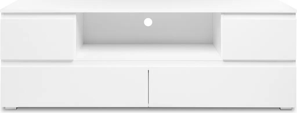 Meuble TV Ravenna Blanc Mat 160 cm - Solution Rangement Câbles Discrets