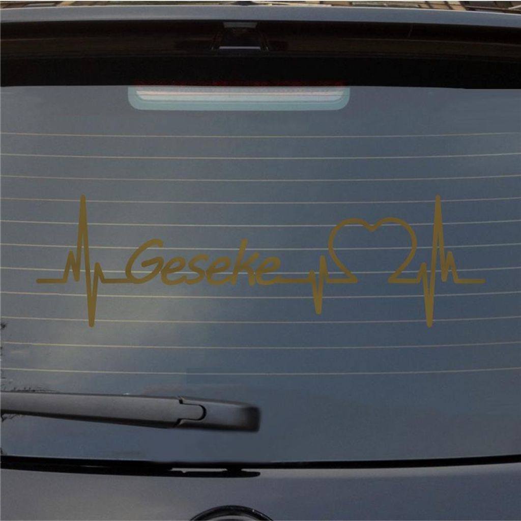 Heckscheibenaufkleber Geseke Herzschlag Puls Stadt Liebe 55x16 cm Gold Auto Aufkleber Sticker