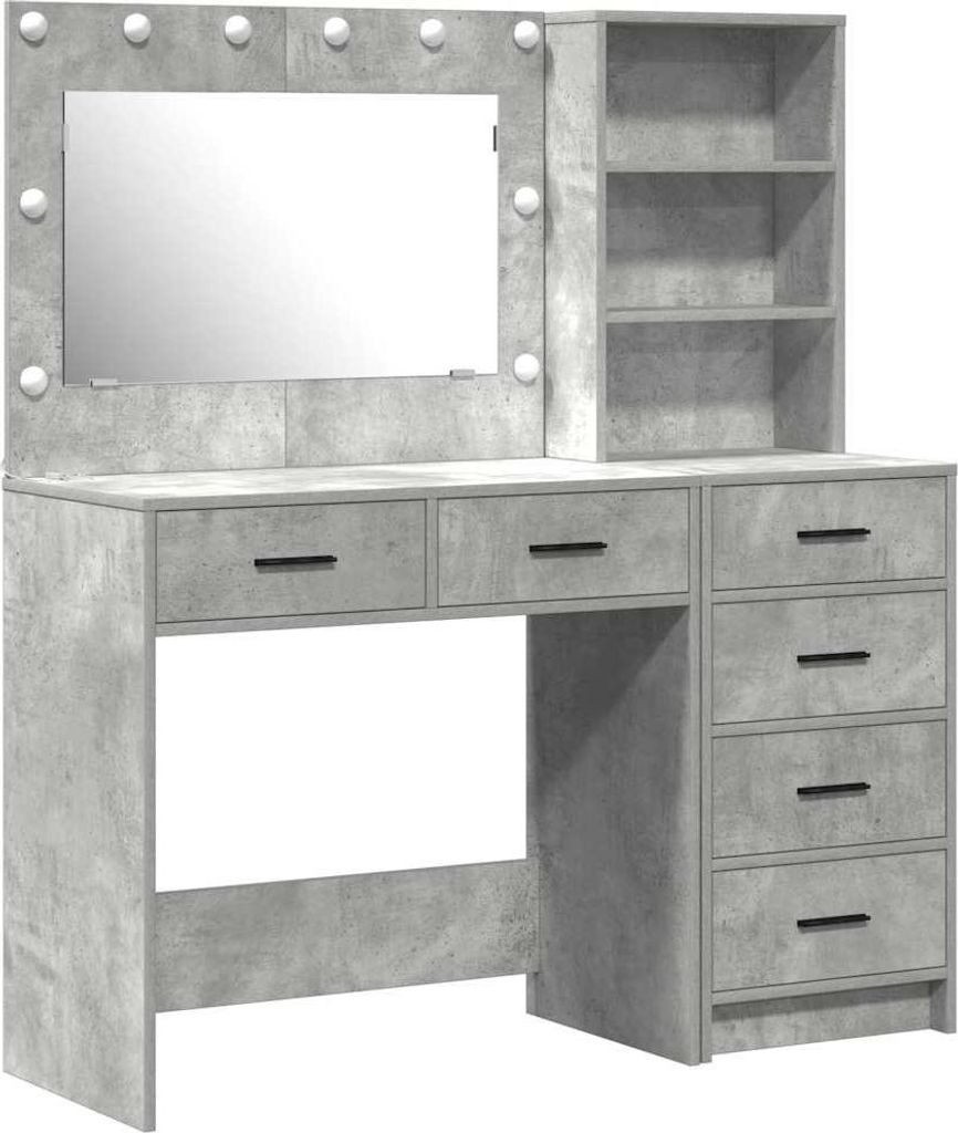 vidaXL Schminktisch mit Regal Grau 78,5 x 41 x 135 cm Holzwerkstoff