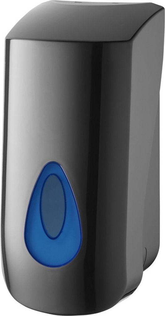 PlastiQline Seifenspender - 900 ml - Kunststoff - schwarz - Farbfenster blau
